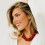 Bella Beaded Necklace in Red