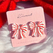 Kismet: Candy Cane Striped Bow Studs