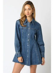 Olivaceous: Angelina Denim Button Dress