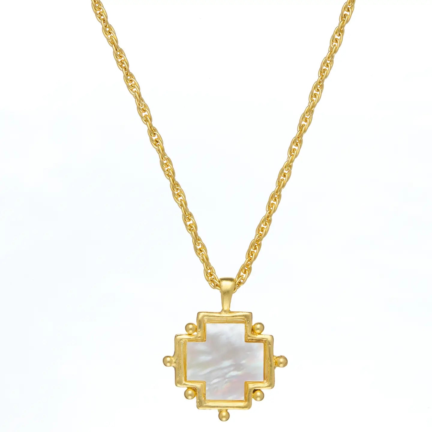 Susan Shaw: Mother of Pearl Cross Necklace