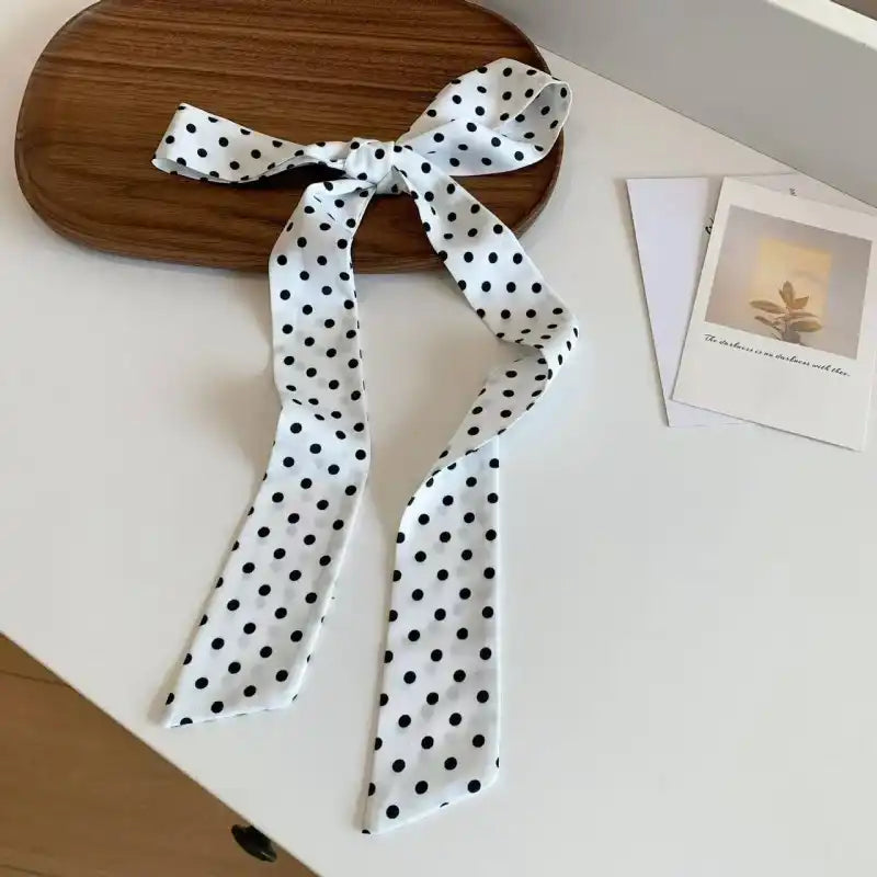 Soft Silky Skinny Twilly Scarf Necklace Wrap in White