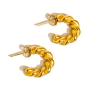 Brume 18K Gold Non-Tarnish Braided C Hoop Earring