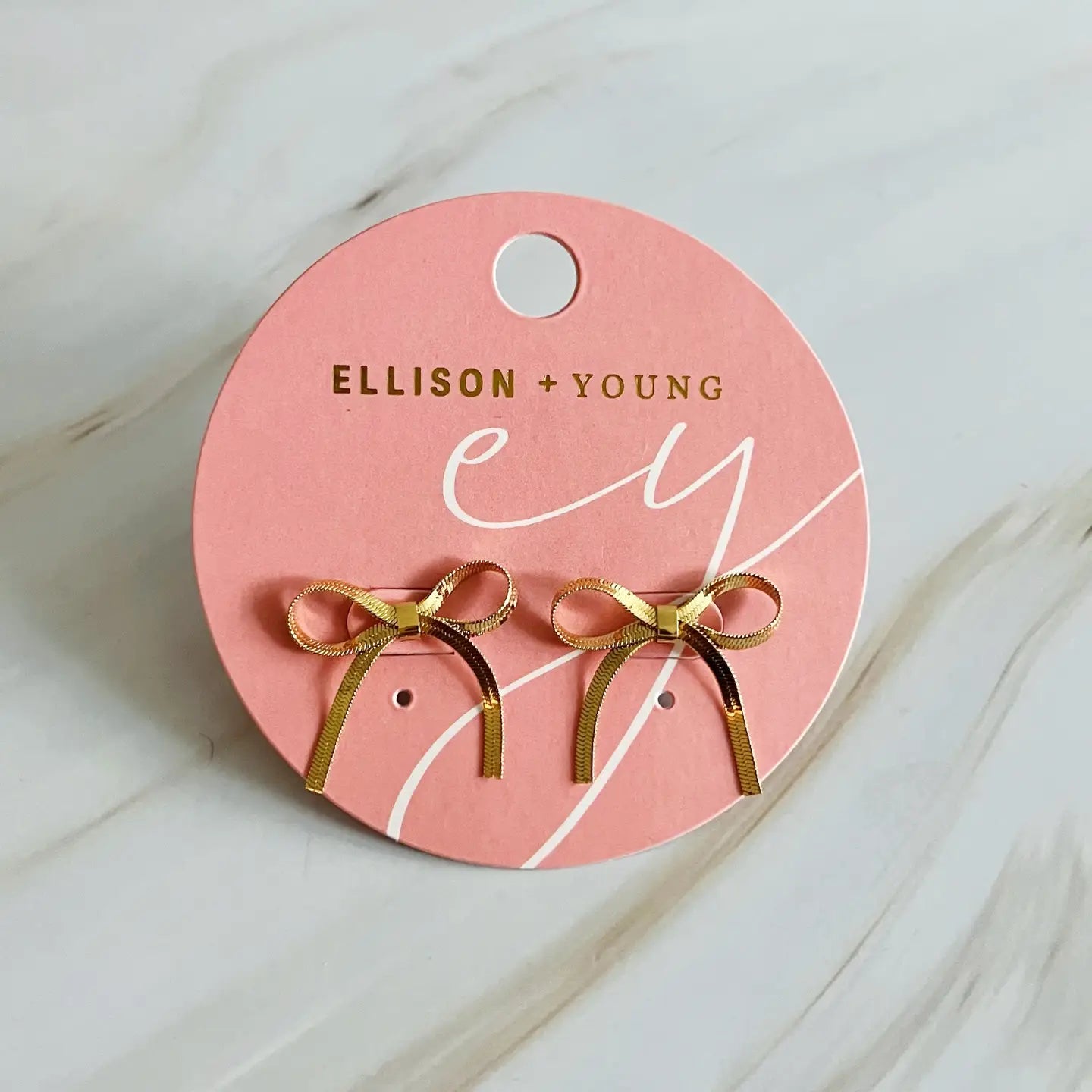 Ellison + Young: Herringbone Chain Bow Earrings