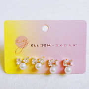 Ellison + Young: Lovely Pearl Duo Stud Earrings Set of 2