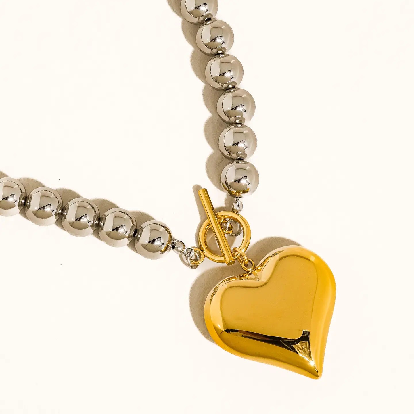 Raissa 18K Gold Non-Tarnish Two Tone Heart Necklace