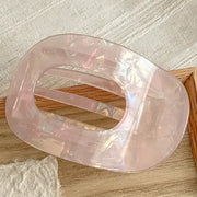 Jumbo Lay Flat Oval Hair Claw Clip in Pink