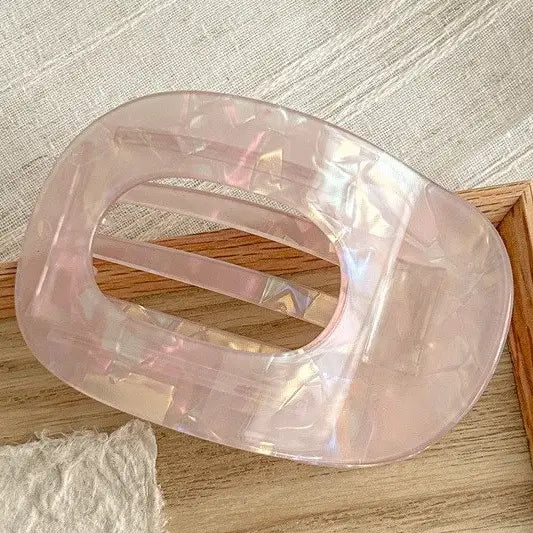 Jumbo Lay Flat Oval Hair Claw Clip in Pink