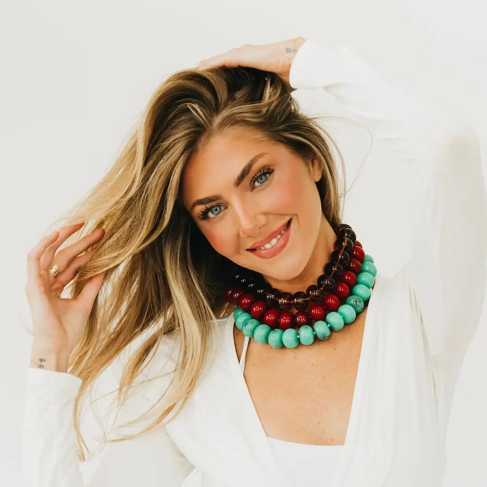 Bella Beaded Necklace in Amber