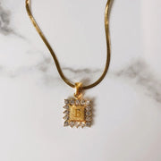 Goldie Square Initial Necklace in Gold