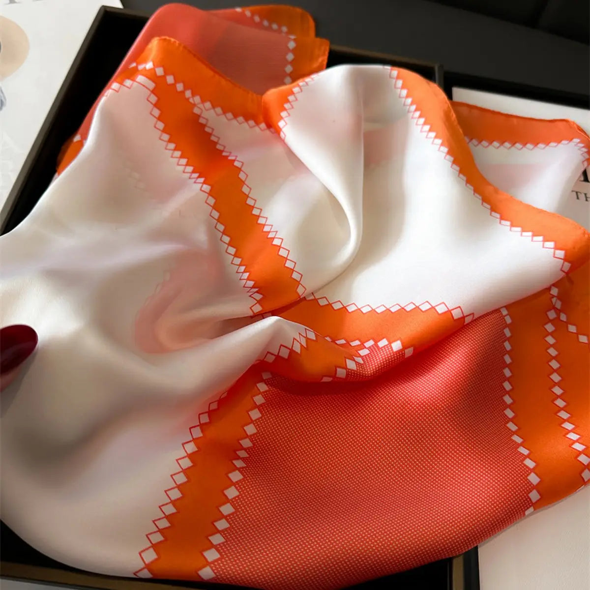 Geometric Print Scarf in Orange