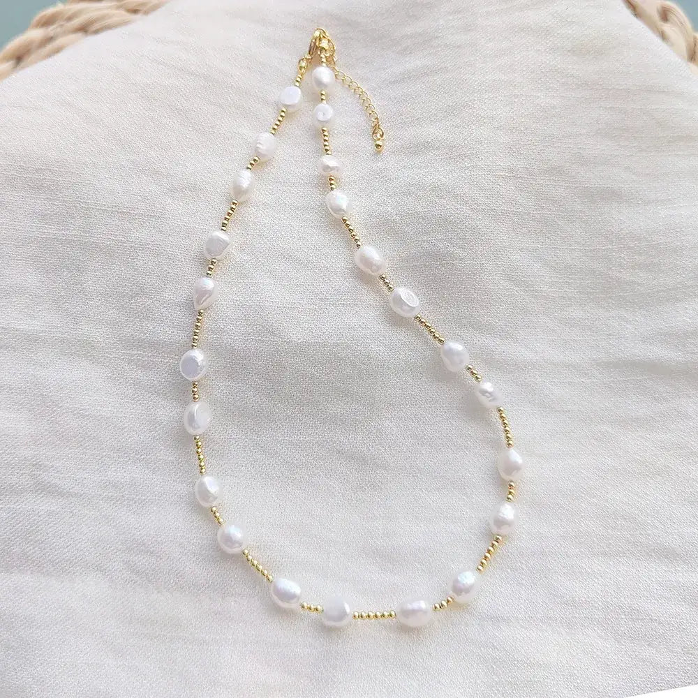 Women's Pearl & Gold Chain Necklace