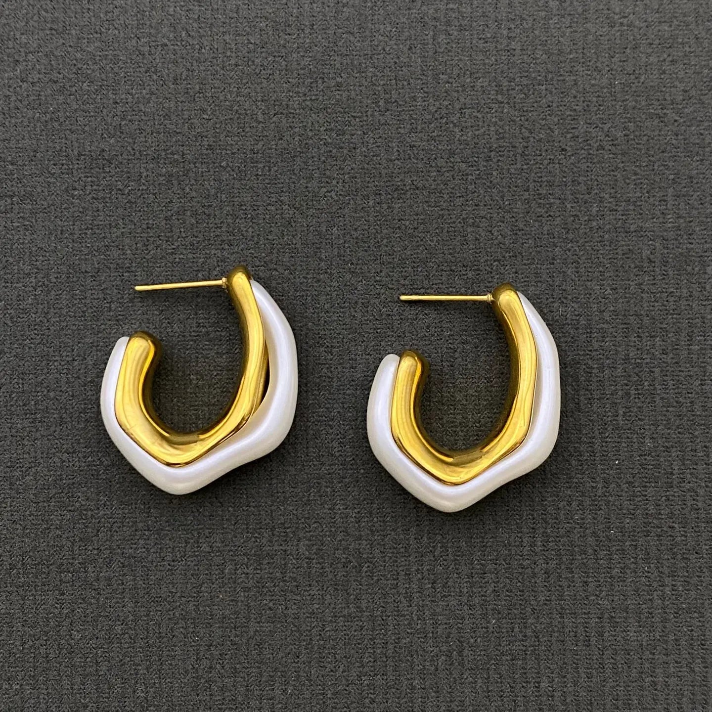 Pearl Hoop Earrings in Gold