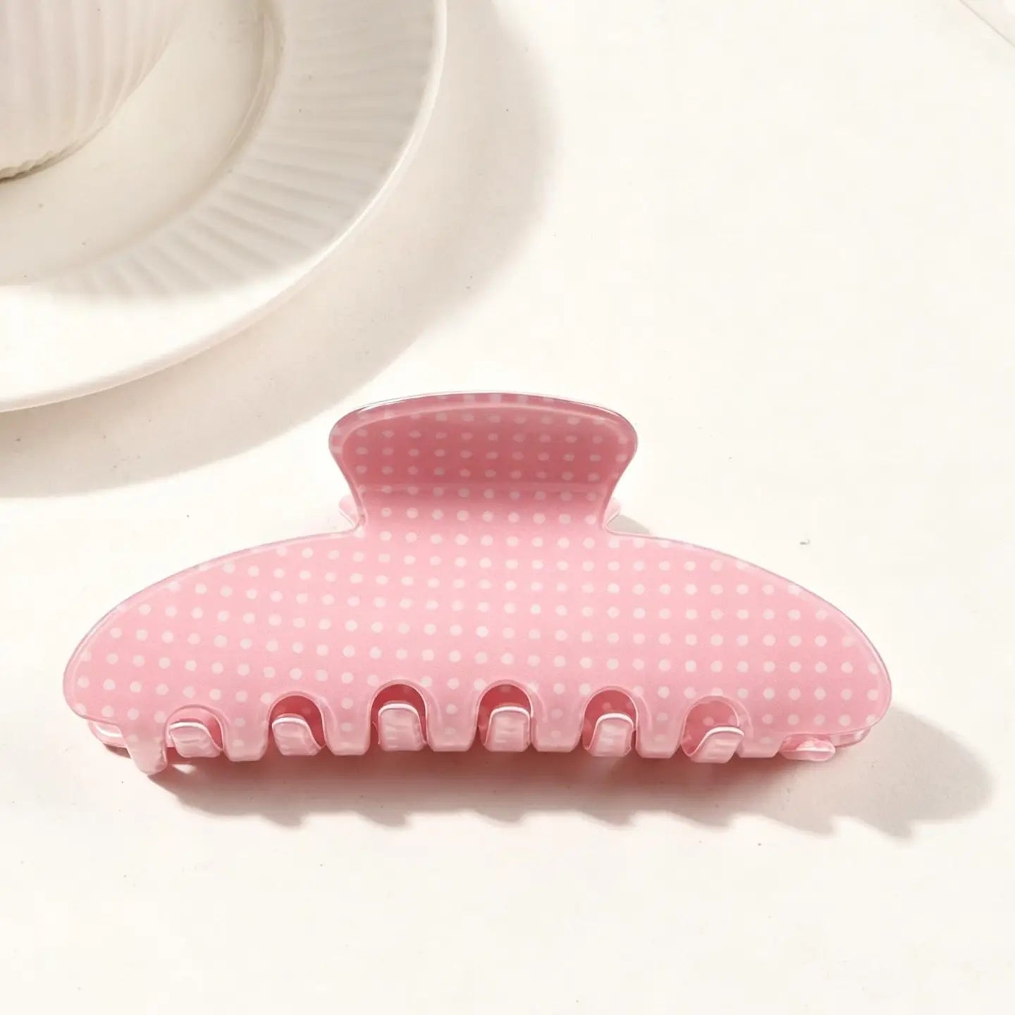 Polka Dot Hair Claw Clip in Pink