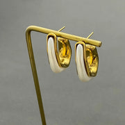 Pearl Hoop Earrings in Gold