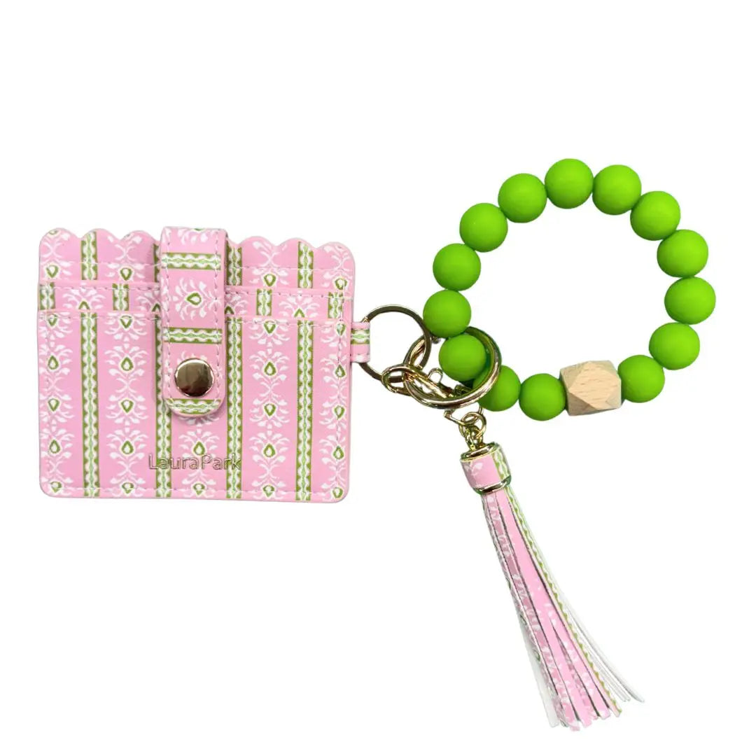 Laura Park Designs: Rosemary Stripe Pink Keychain Wristlet Wallet