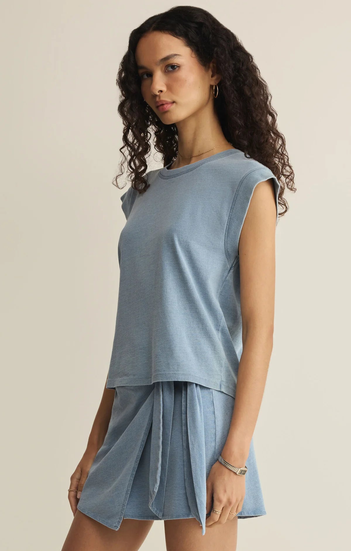 Z Supply: Camino Jersey Denim Top Ocean Air Indigo