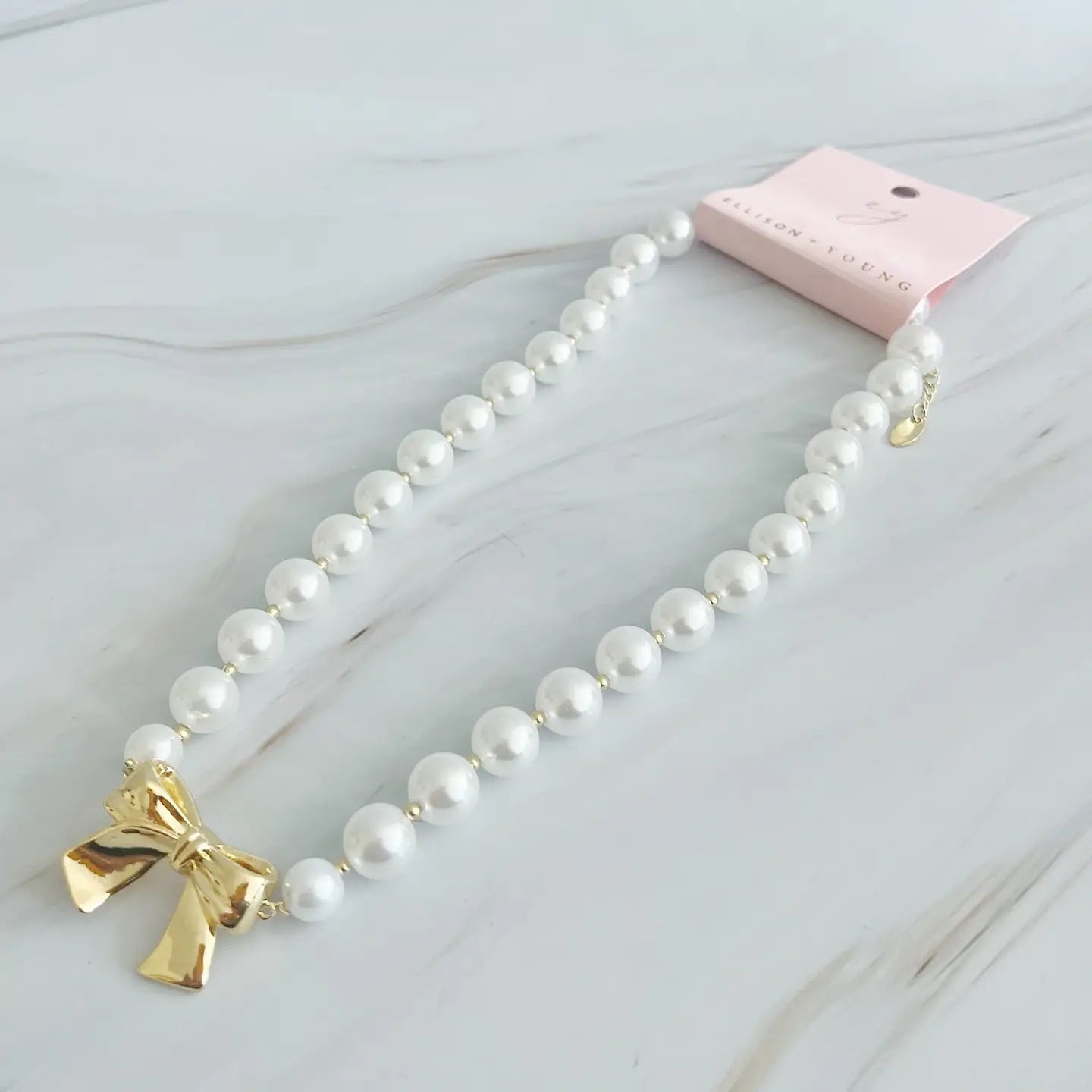 Ellison + Young: Bow and Pearls Necklace