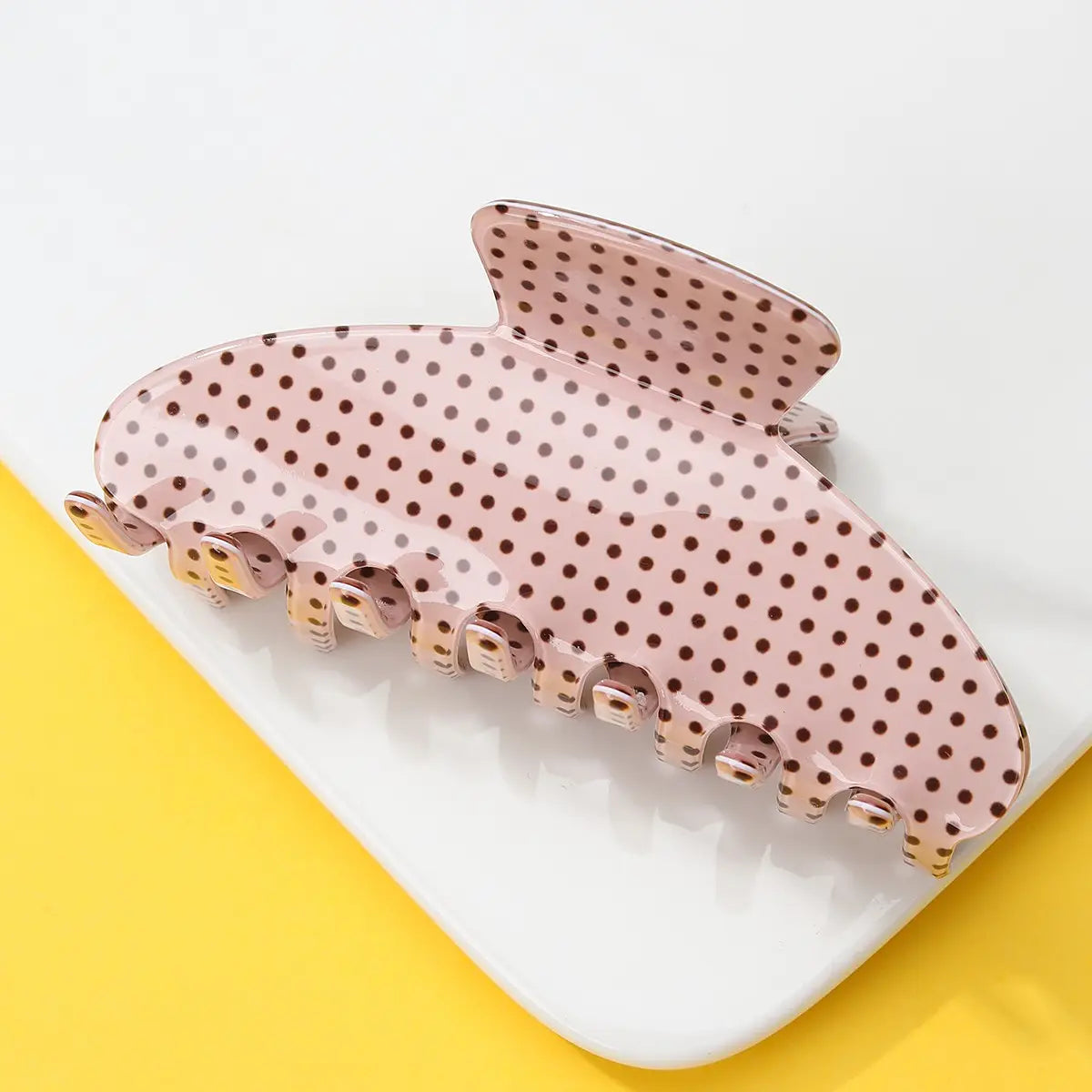 Polka Dot Hair Claw Clip in Beige