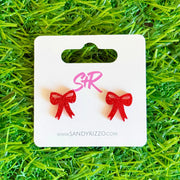 Sandy + Rizzo: Sparkle Bow Stud Earring in Red