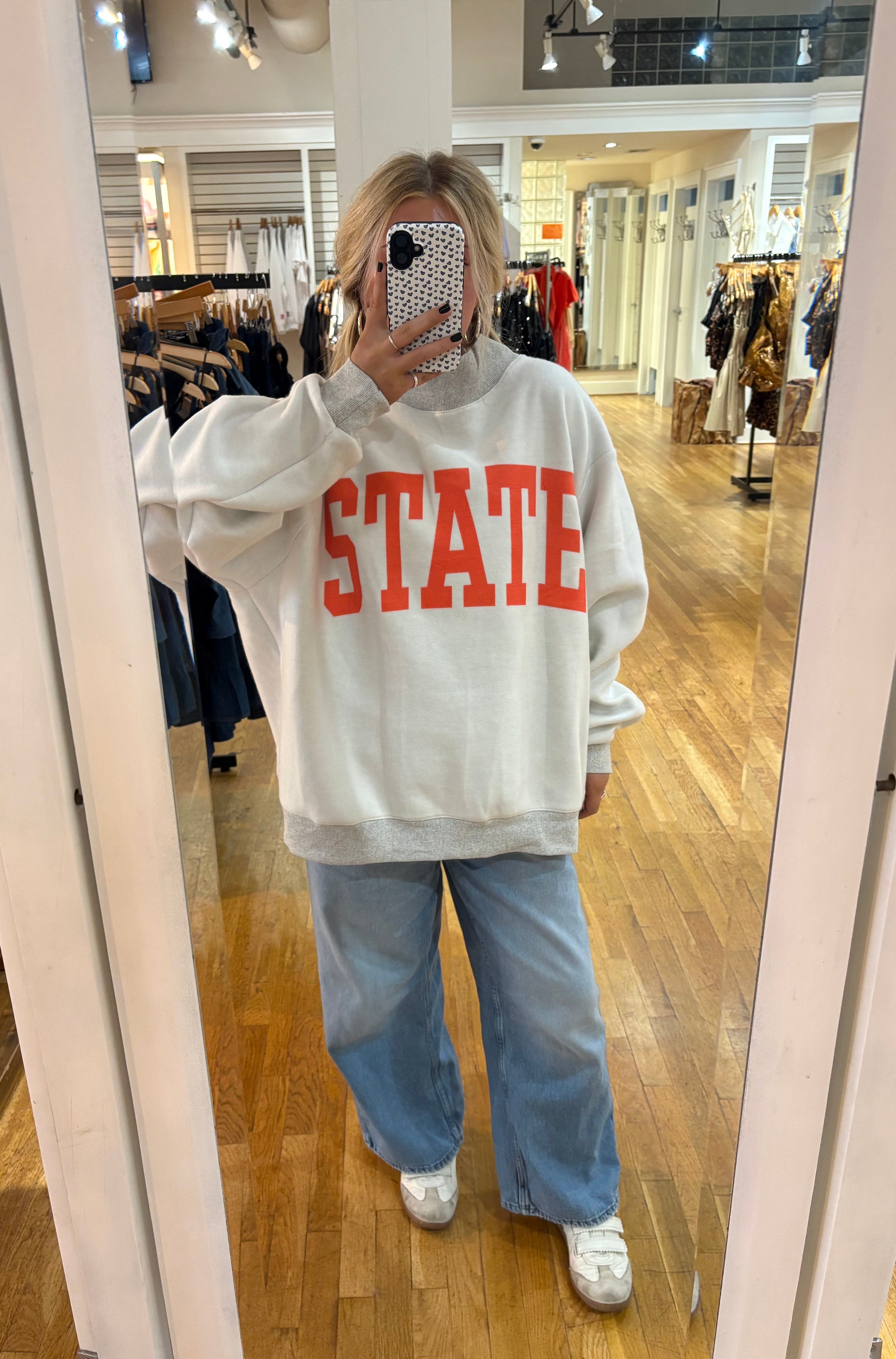 OSU "State" Reversible Mock Neck Sweatshirt in Heather Gray