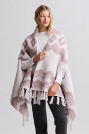 Barefoot Dreams: CozyChic Mosaic Wrap in Faded Rose Multi