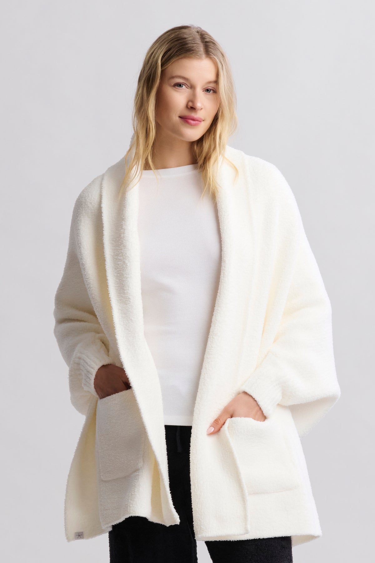 Barefoot Dreams: CozyChic Blanket Wrap in Pearl