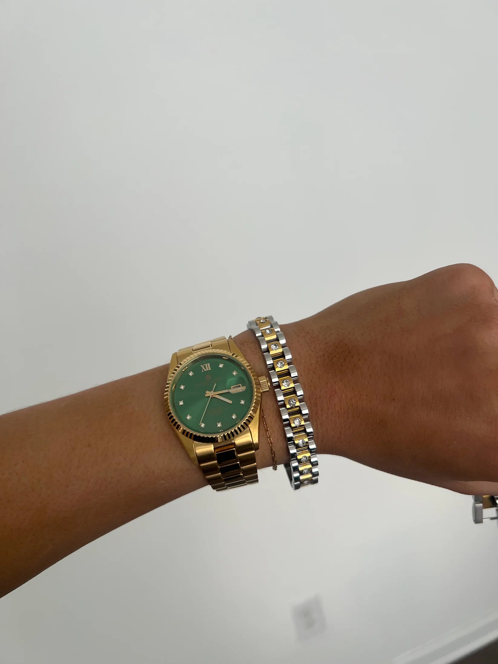 Chansuttpearls: Diamond Two Toned Watch Band Bracelet