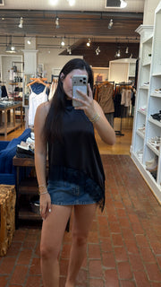 Rosa Clothing Women's Asymmetrical Hem Sleeveless Tank Top in Black