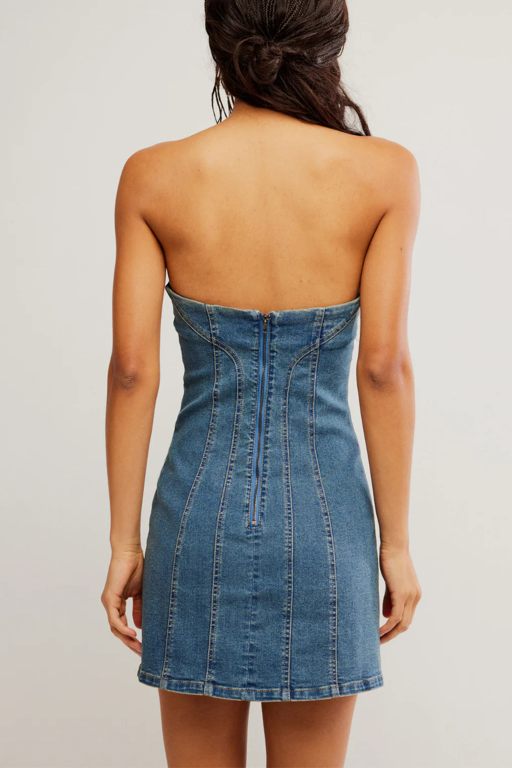 Free People: Alexa Mini Dress in Stone Wash Blue