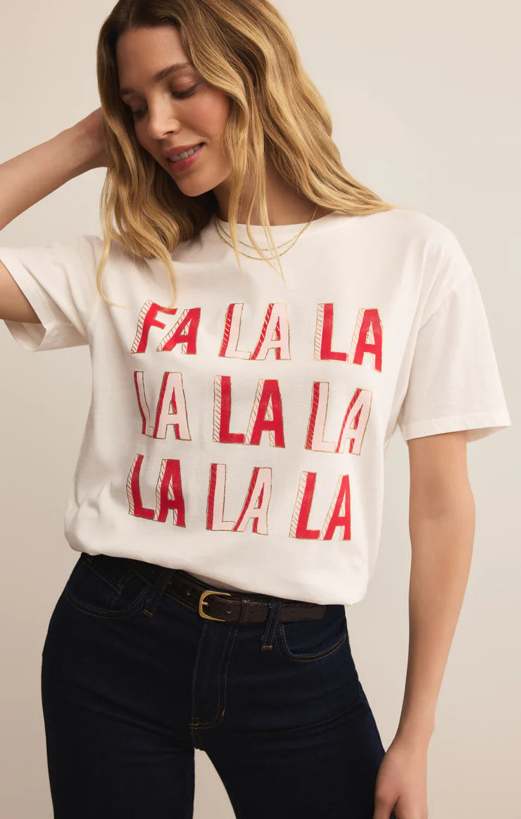 Z Supply: Falalala Boyfriend Tee in Sea Salt