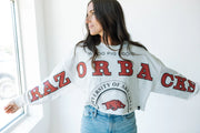 Arkansas Phipps Split Cropped Sweatshirt in White