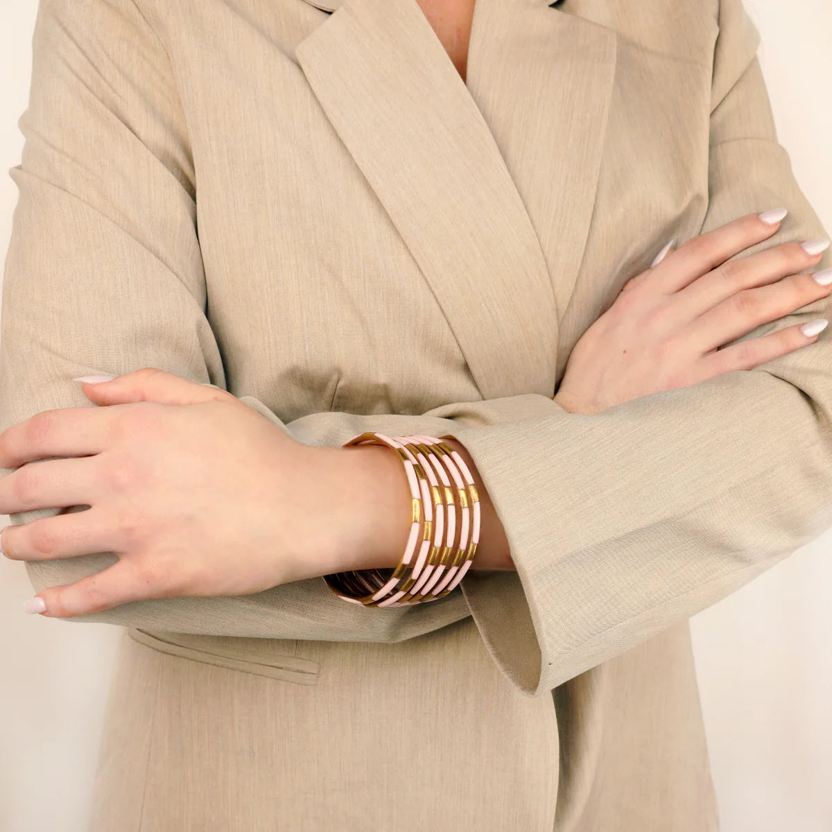 Budha Girl: Veda Bangles in Ice Rose - Set of 6