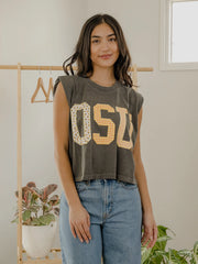 LivyLu: Cowboys Quilted Puff Ink Tank in Smoke