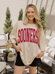 Livy Lu: OU Sooners Tall Boy Tee in Off White