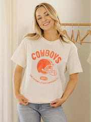 LivyLu: OSU Cowboys Varsity Stamp Off White Thrifted Tee