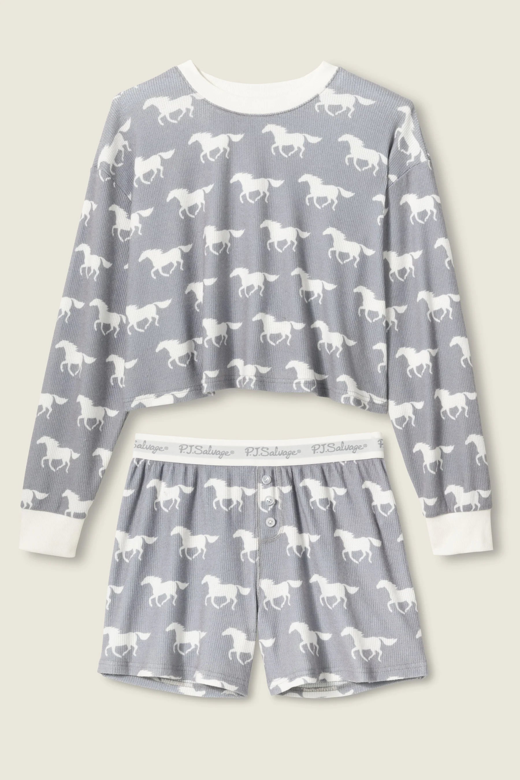 P.J. Salvage: Horses Boyfriend Boxer Set in Grey
