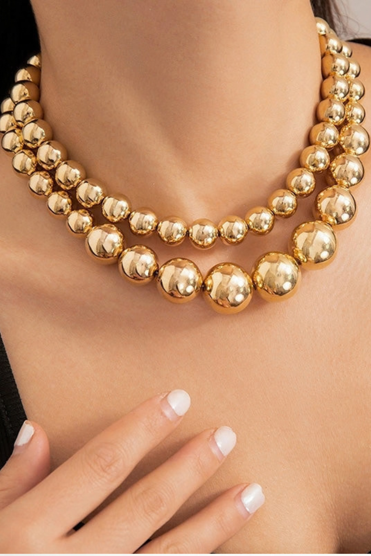 Gold Beaded necklace in two size options