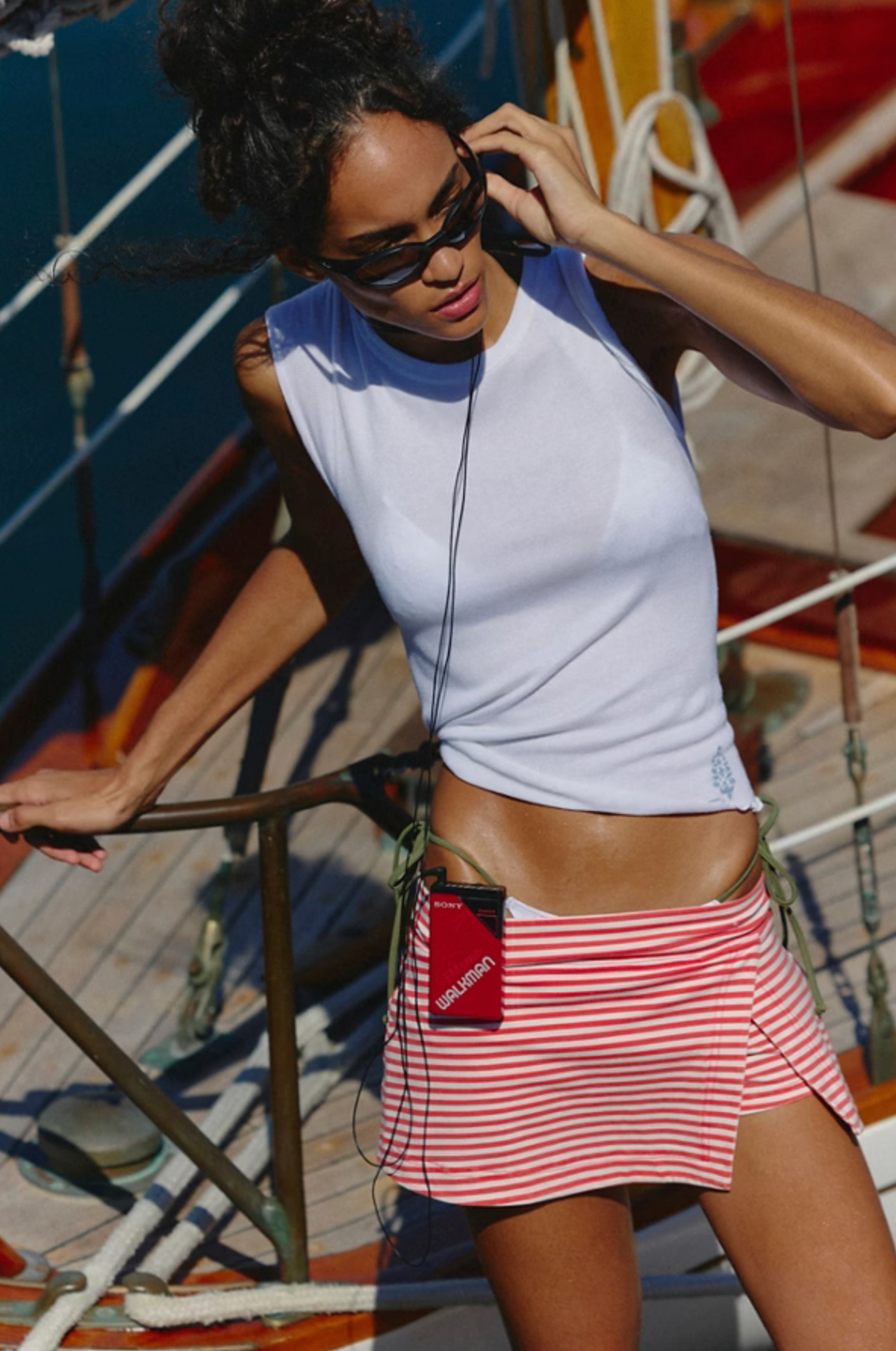 Free People Movement: Hot Shot Printed Mini Skort in Court side grapefruit