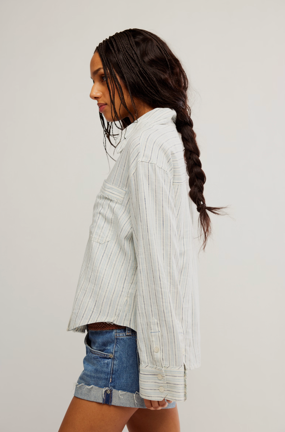 Free People: Stripped Linen Laurel Top