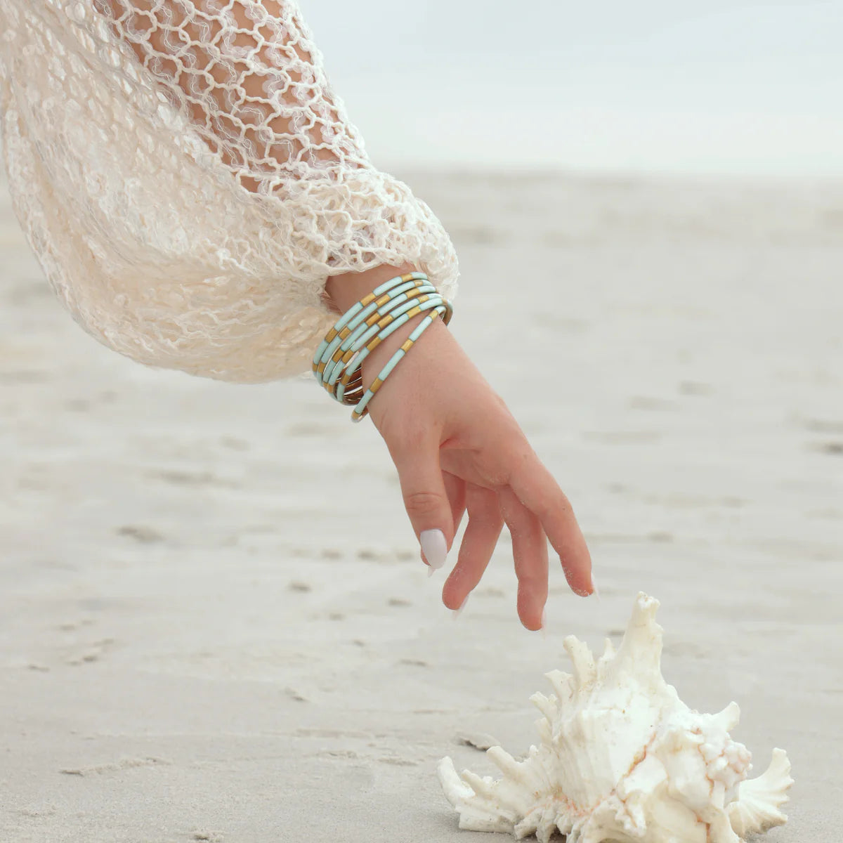 Budha Girl: Veda Bangles in Mint - Set of 6