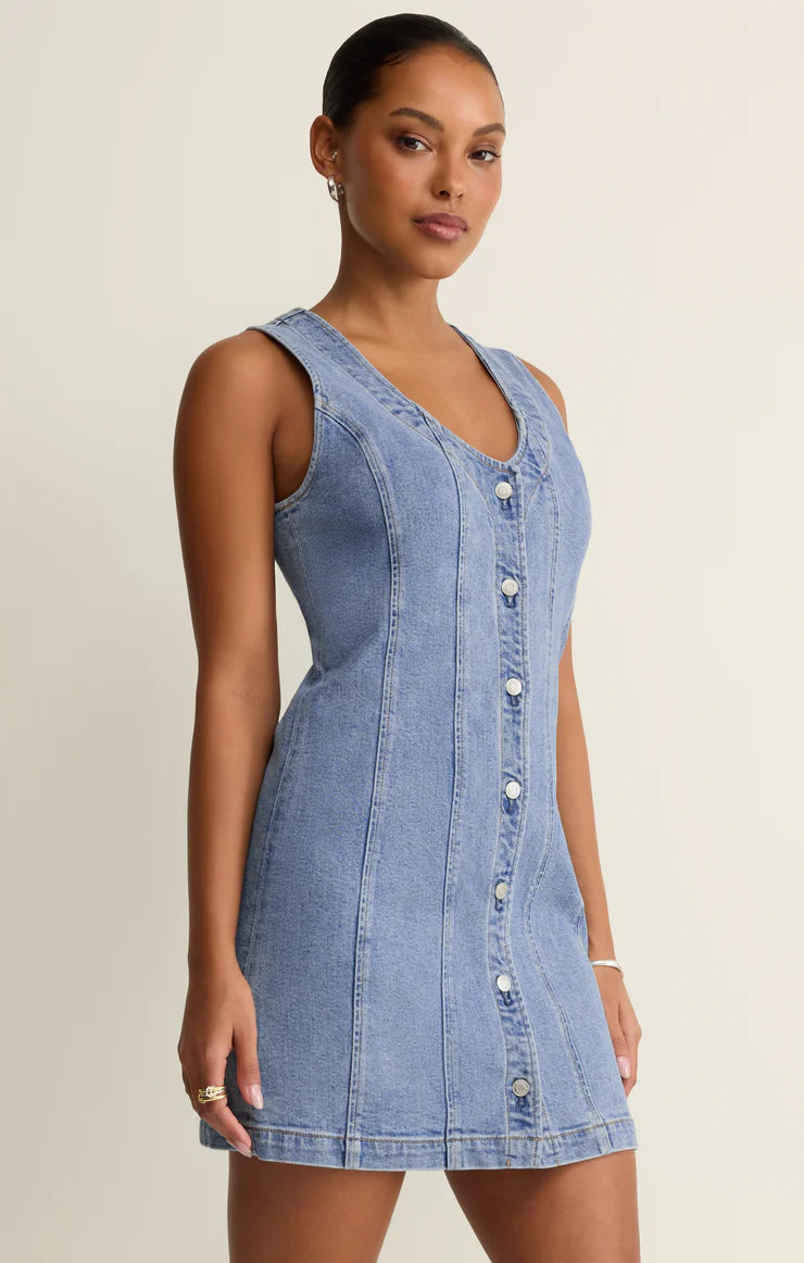 Z Supply: Jolie Denim Seamed Mini Dress