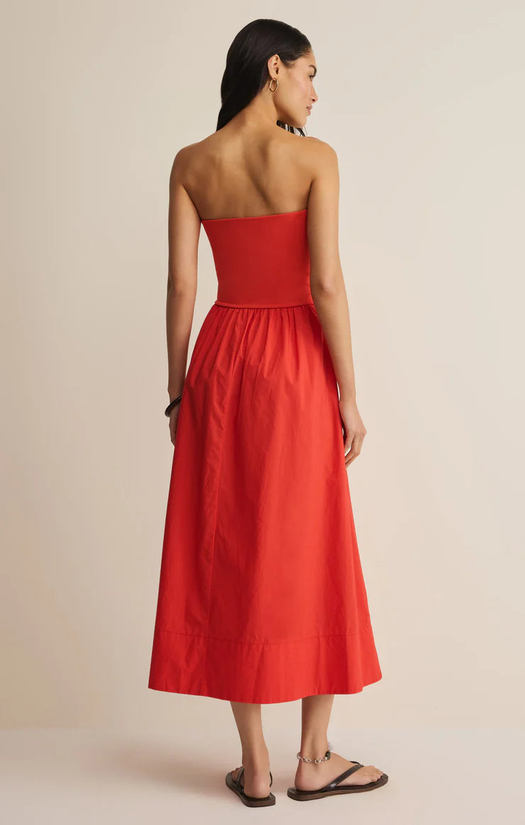 Z Supply: Sunsought Strapless Midi Dress in Lychee
