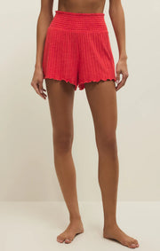 Z Supply: Dawn Smocked Rib Short Crimson Crush