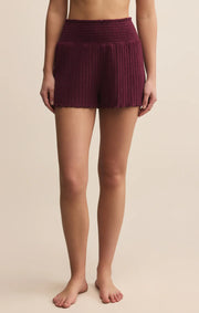 Z Supply: Dawn Smocked Rib Short in Merlot