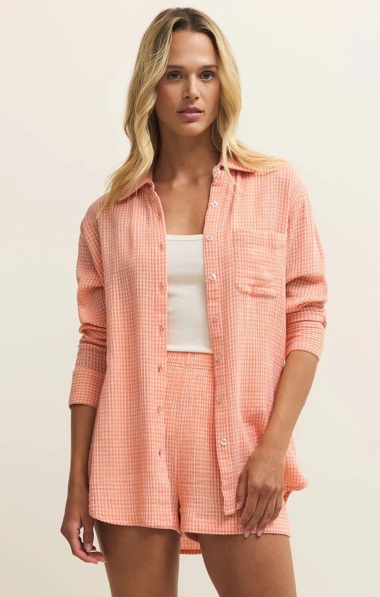 Z Supply: Gingham Top Cantaloupe