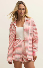 Z Supply: Saturdays Stripe Shirt Crimson Crush