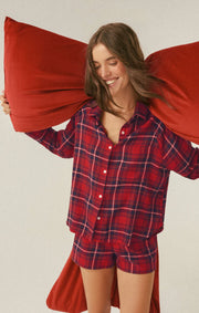 Z Supply: River Plaid Button Up in Haute Red