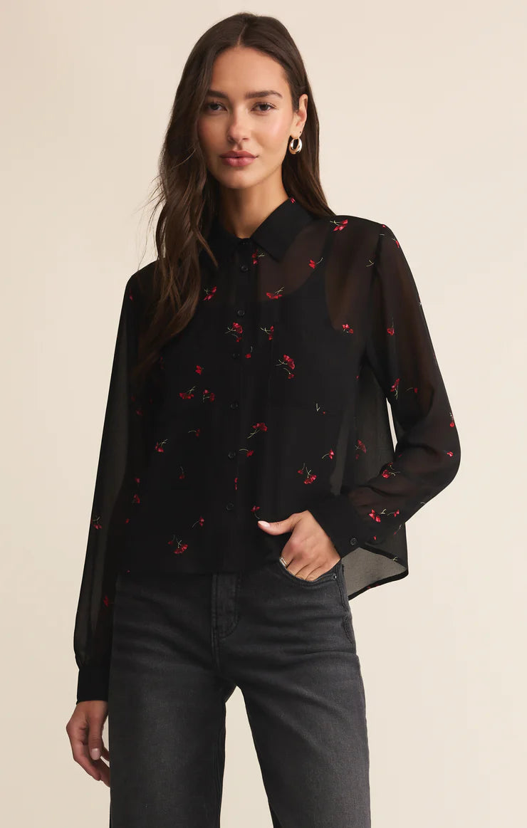 Z Supply: Vivienne Rio Floral Top in Black