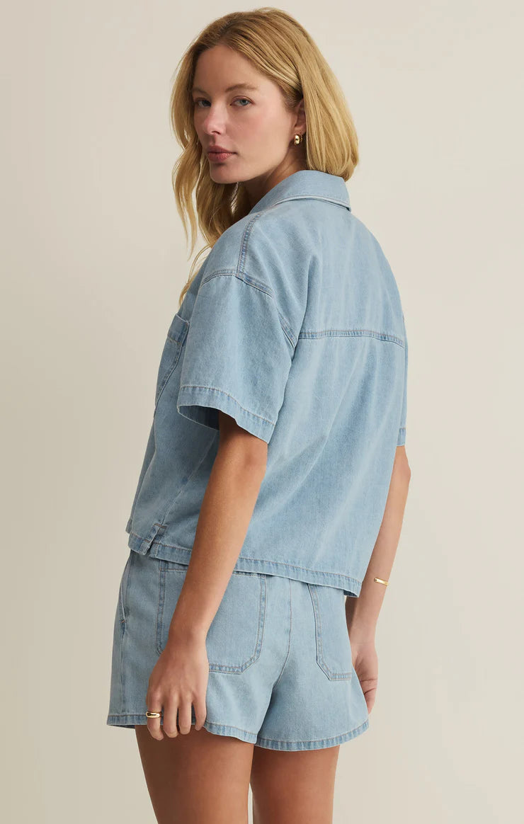 Z Supply: Everyday Denim Button Up Coastal Water