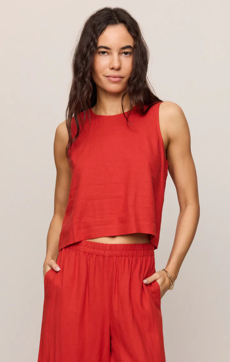 Z Supply: Sloane Linen Top in Chili Pepper